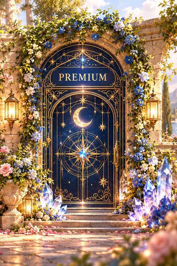 PREMIUMを表すネイビーとゴールドの扉